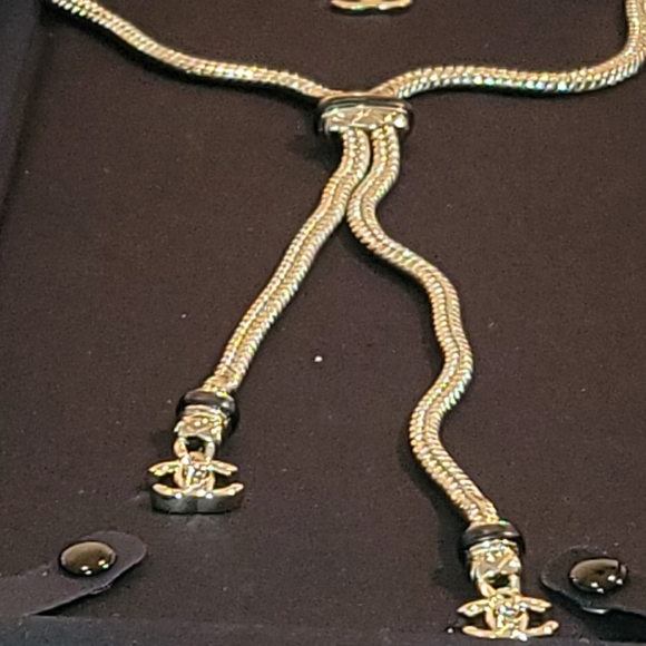 SOLD Chanel 21S Metal, Lambskin, Gold Y Necklace - Picture 6 of 11